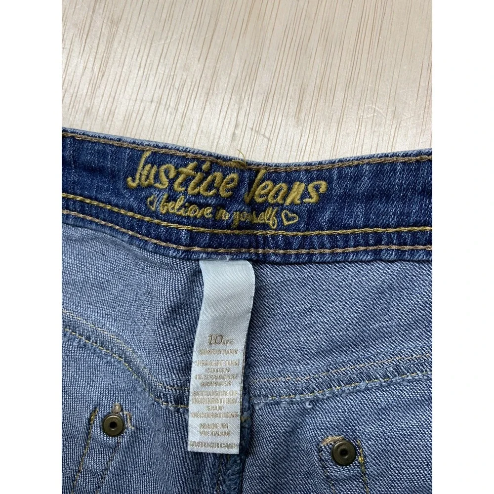 JUSTICE Girls Blue JEANS Size‎ 10 Approx 28x25.5 Believe In Yourself